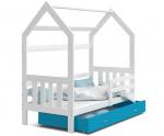 Dětská postel DOMEK 2 se šuplíkem 190x80 cm bílá modrá