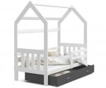 Dětská postel DOMEK 2 se šuplíkem 160x80 cm bílá šedá