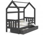Dětská postel DOMEK 2 se šuplíkem 160x80 cm šedá