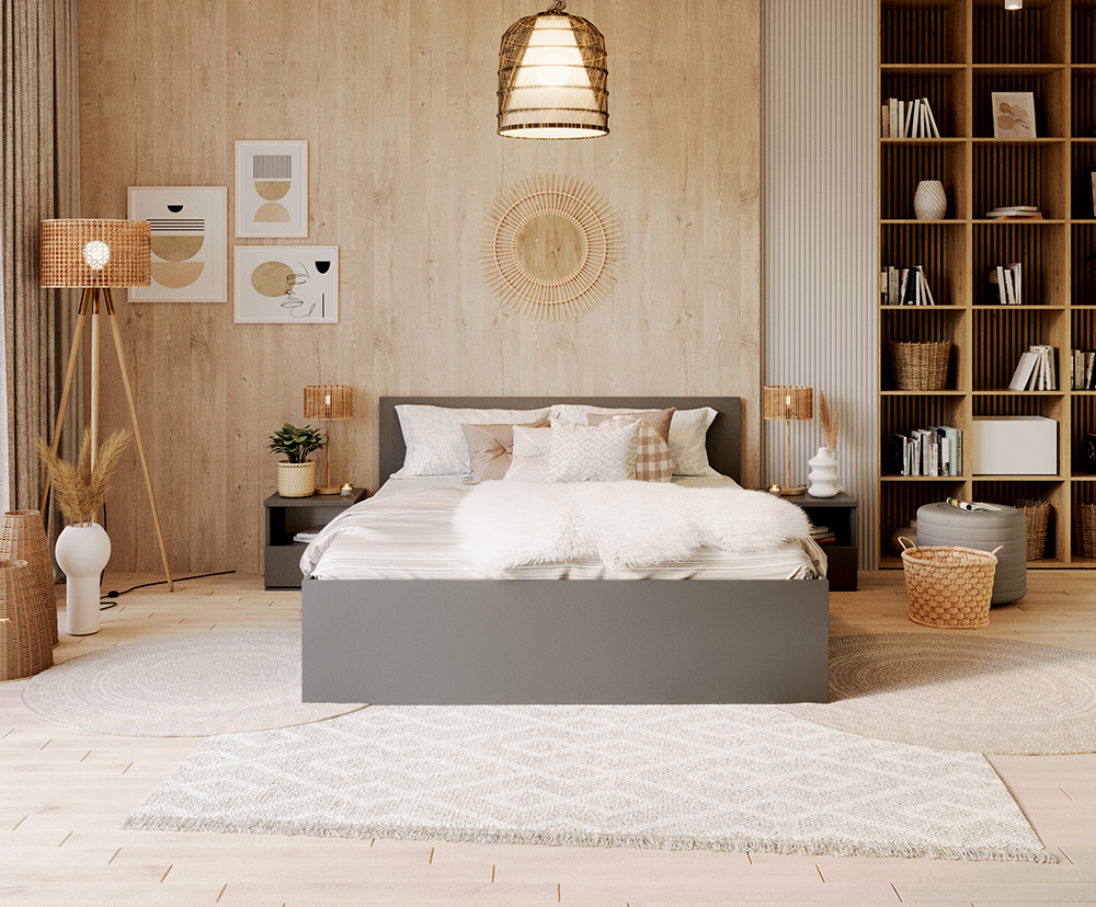 Postel PANAMA 120x200 se zdvižným roštem ŠEDÁ