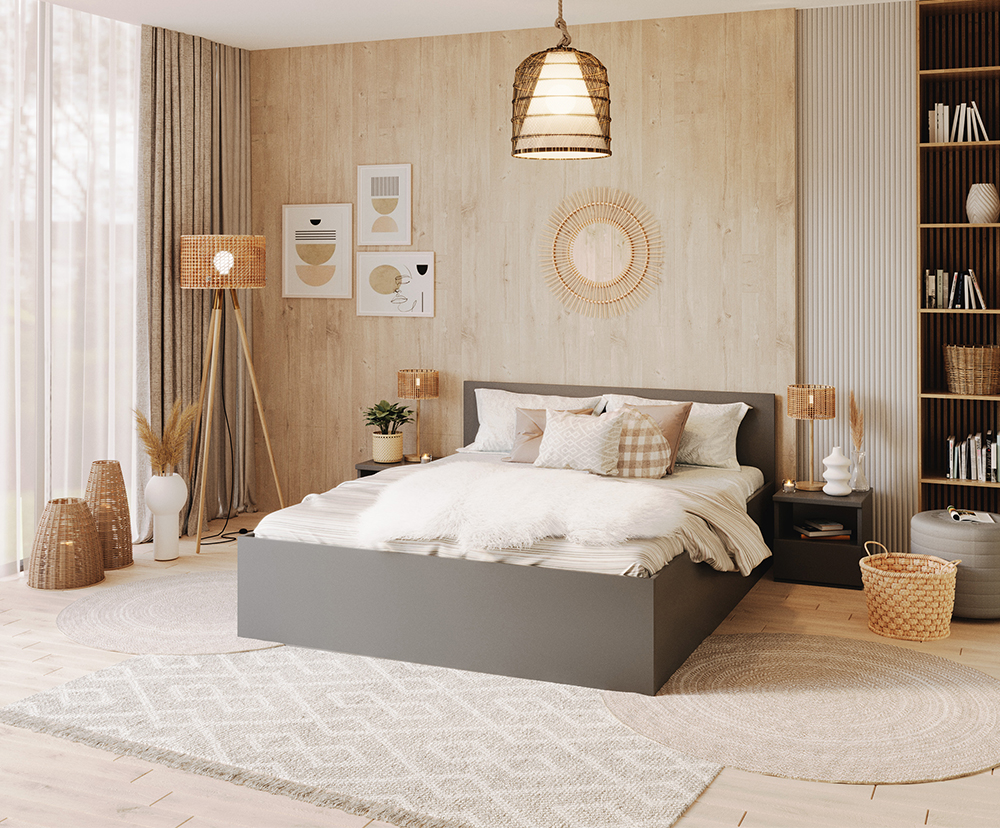Postel PANAMA 120x200 se zdvižným roštem ŠEDÁ
