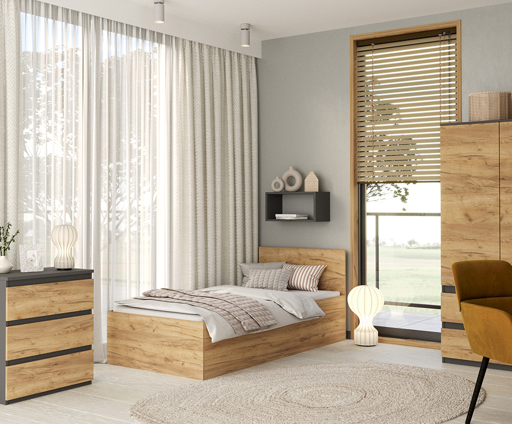 Postel PANAMA 90x200 se zdvižným roštem DUB