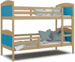 Dětská patrová postel Matyas 200x90 bez šuplíku BOROVICE-MODRÁ