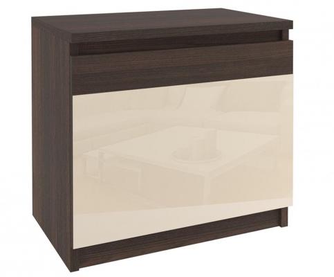 Noční stolek BEAUTY Kaštan - Kaštan/Krémová lesklá