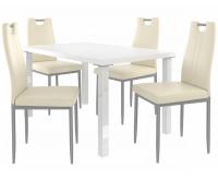 Kvalitní set ROBERTO stůl a židle Bílá/Krémová (1stůl, 4židle)