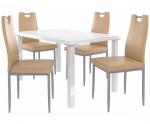 Kvalitní set ROBERTO stůl a židle Bílá/Cappucino (1stůl, 4židle)