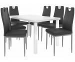 Kvalitní set ROBERTO stůl a židle Bílá/Černá (1stůl, 6židlí)