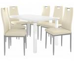 Kvalitní set ROBERTO stůl a židle Bílá/krémová (1stůl, 6židlí)