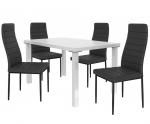 Kvalitní set MODERNO stůl a židle Bílá/Černá (1stůl, 4židle)