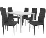 Kvalitní set MODERNO stůl a židle Bílá/Černá (1stůl, 6židlí)