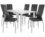 Kvalitní set LORENO stůl a židle Bílá/Černá (1stůl, 4židle)