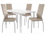 Kvalitní set LORENO stůl a židle Bílá/Béžová (1stůl, 4židle)