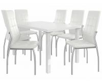 Kvalitní set LORENO stůl a židle Bílá/Bílá (1stůl, 6židlí)