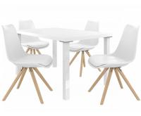 Kvalitní set AMARETO stůl a židle Bílá/Bílá (1stůl, 4židle)