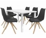 Kvalitní set AMARETO stůl a židle Bílá/Černá (1stůl, 6židlí)