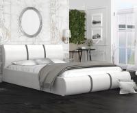 Čalouněná manželská postel PLATINUM bílá šedá 140x200 Trinity s kovovým roštem