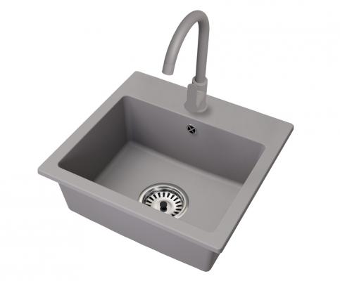 Granitový dřez DON + baterie DECO ŠEDÉ 44,2 x 41,5 x 17,1cm