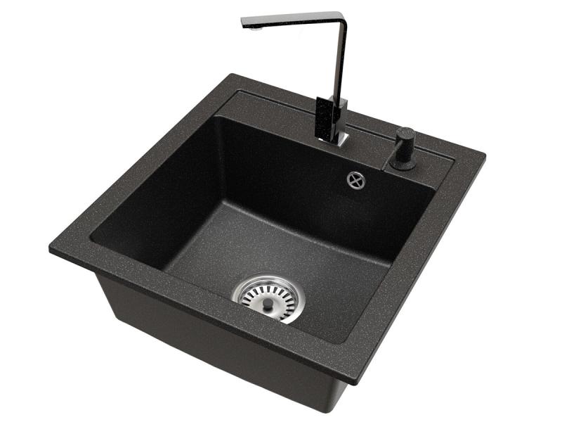 Granitový dřez BIG DON + baterie NOOK ČERNÁ ŽULA 52 x 49 x 21cm