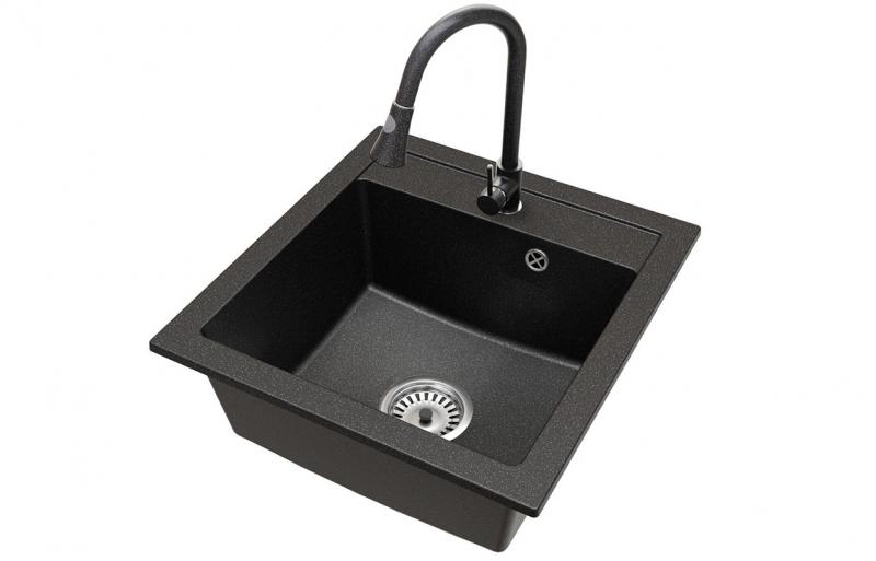 Granitový dřez BIG DON + baterie TARU ČERNÁ ŽULA 52 x 49 x 21cm