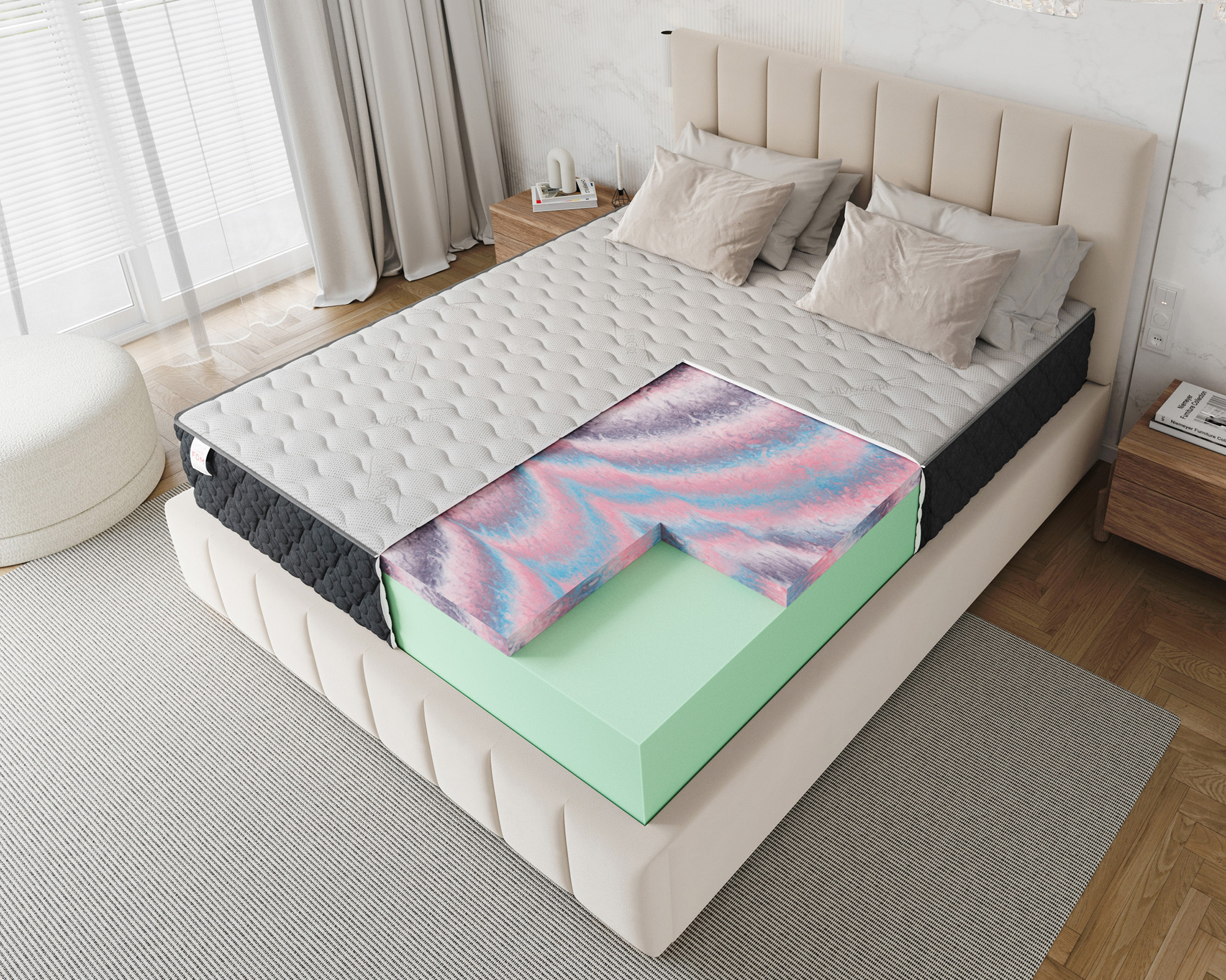 Pěnová matrace MERIDO 120x200 cm HR pěna Silver Care potah 30 cm