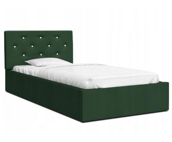 Luxusní postel CRYSTAL zelená 120x200 s kovovým zdvižným roštem