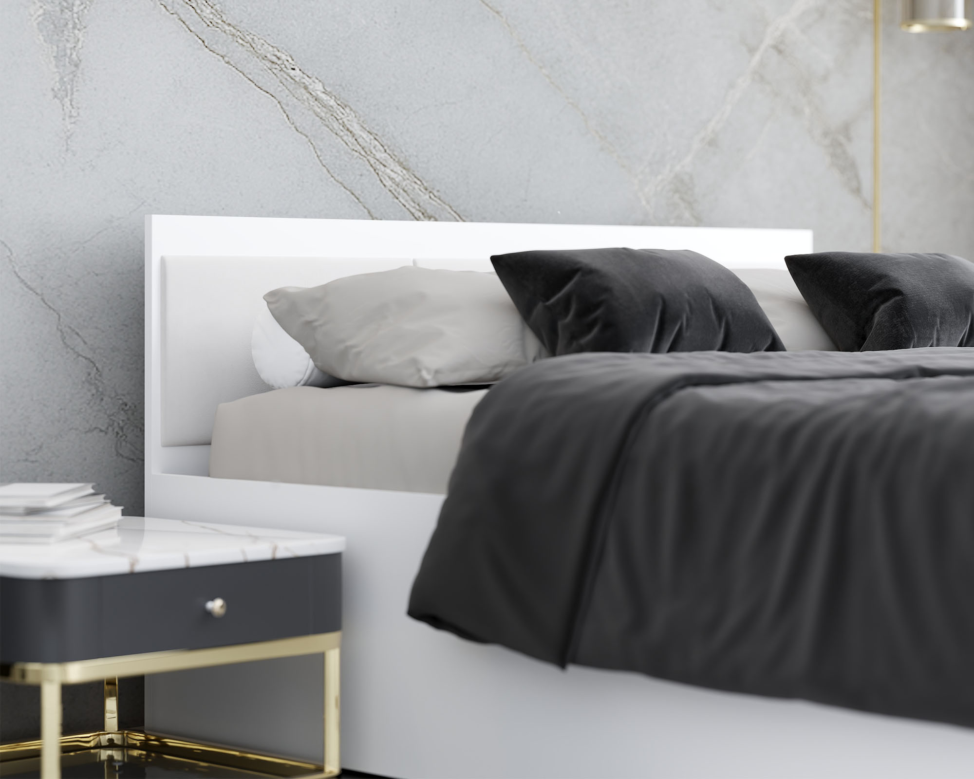 Manželská postel PANAMA T 160x200 se zvedacím dřevěným roštem BÍLÁ