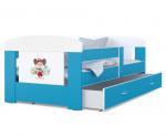 Dětská postel 180 x 80 cm FILIP MODRÁ vzor MICKEY