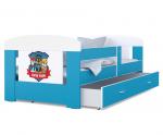 Dětská postel 180 x 80 cm FILIP MODRÁ vzor SUPER PSI