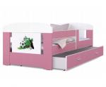 Dětská postel 180 x 80 cm FILIP RŮŽOVÁ vzor FOTBAL