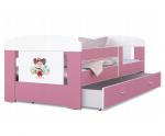 Dětská postel 180 x 80 cm FILIP RŮŽOVÁ vzor MICKEY