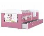 Dětská postel 180 x 80 cm FILIP RŮŽOVÁ vzor MINIE