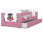 Dětská postel 180 x 80 cm FILIP RŮŽOVÁ vzor SUPER PSI