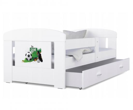 Dětská postel 160 x 80 cm FILIP BÍLÁ vzor FOTBAL