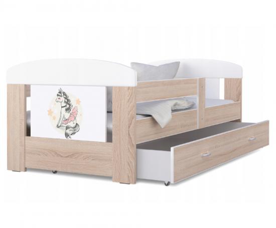 Dětská postel 160 x 80 cm FILIP BOROVICE vzor PONÍK
