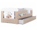 Dětská postel 160 x 80 cm FILIP BOROVICE vzor MEDVÍDEK