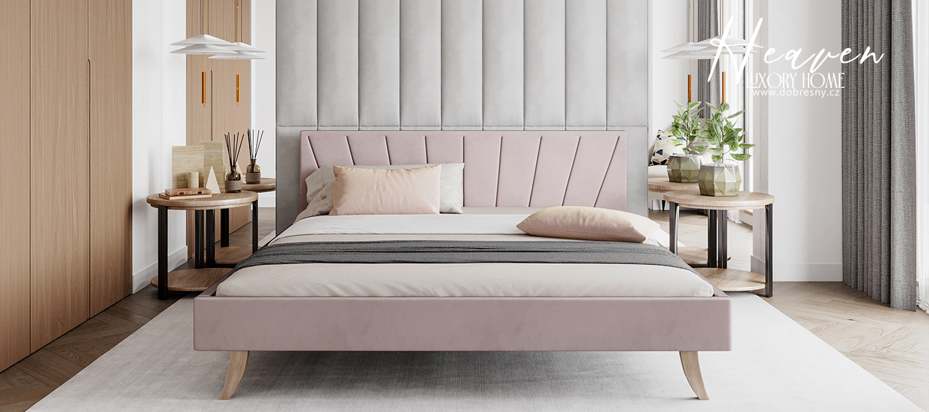 Čalouněná postel 120x200 cm HEAVEN TRINITY SVĚTLE RŮŽOVÁ
