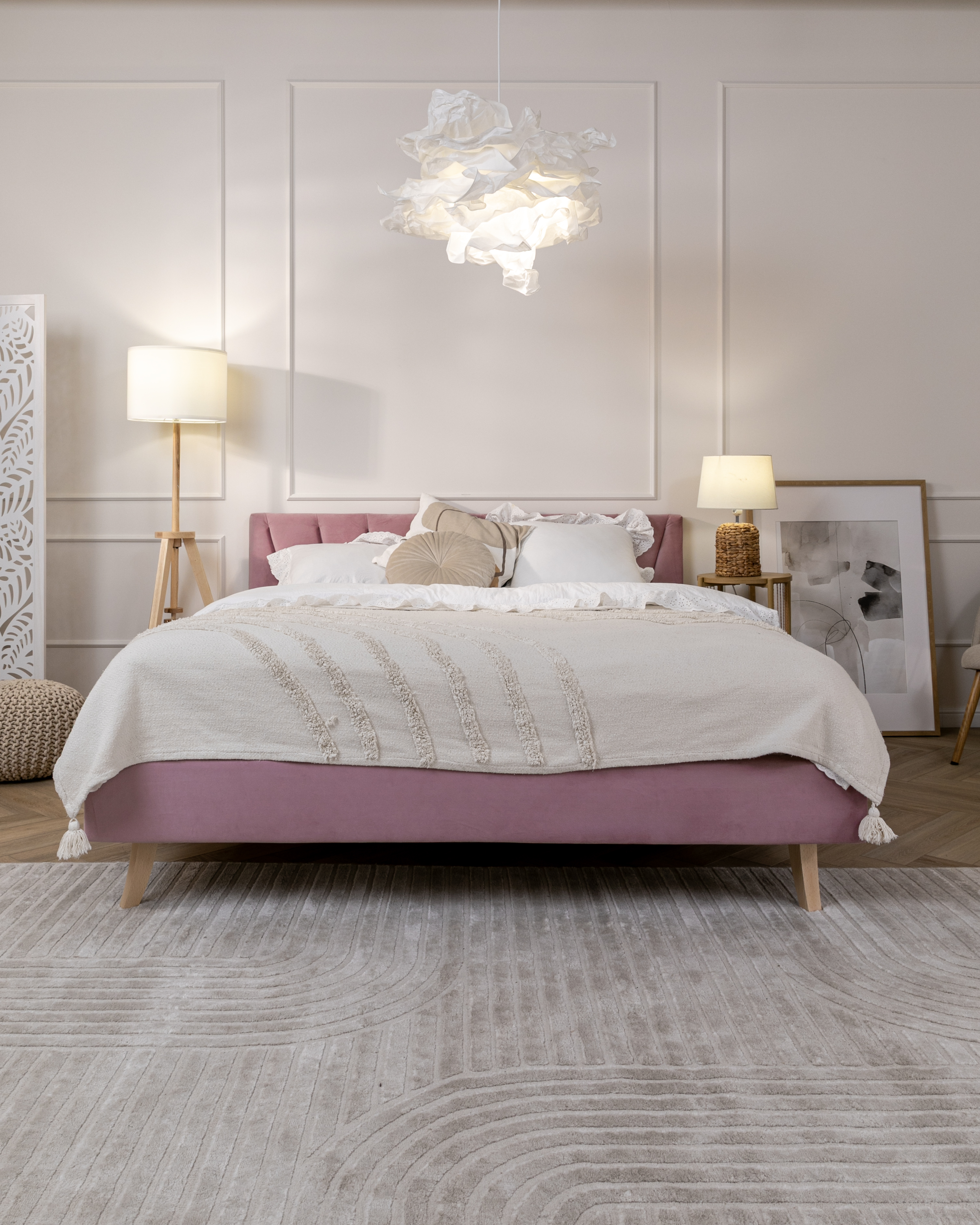 Čalouněná postel 120x200 cm HEAVEN TRINITY SVĚTLE RŮŽOVÁ