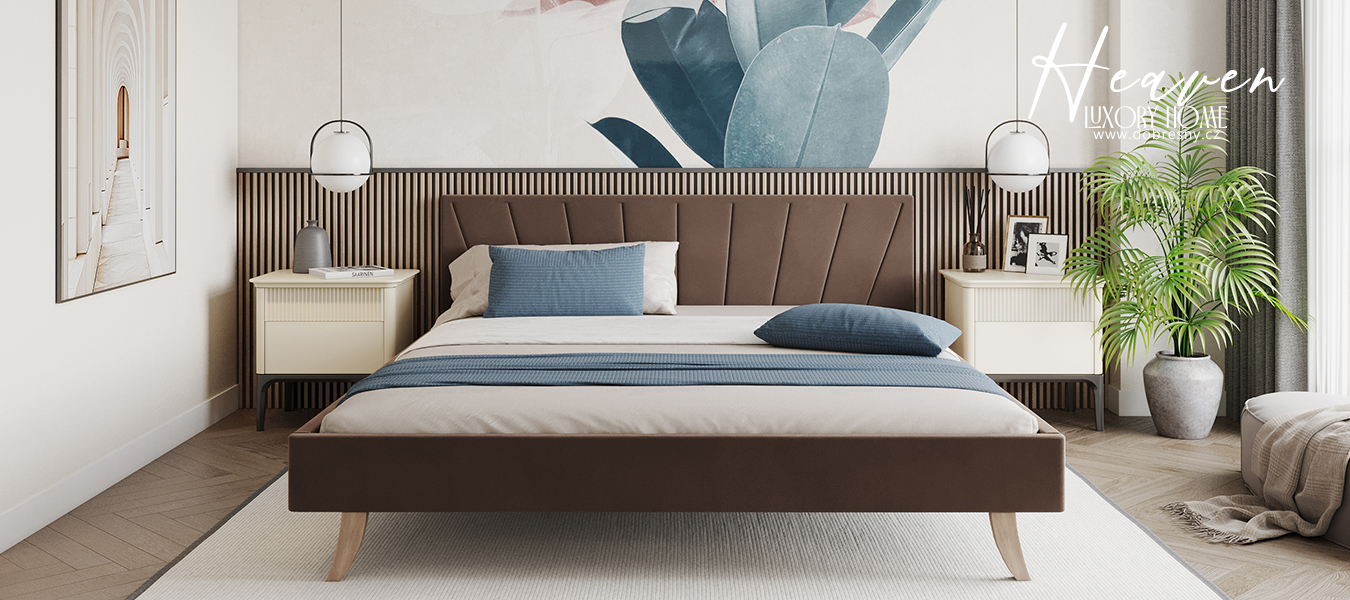 Čalouněná postel 140x200 cm HEAVEN TRINITY HNĚDÁ