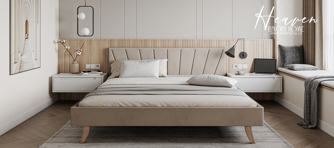 Čalouněná postel 140x200 cm HEAVEN TRINITY KRÉMOVÁ