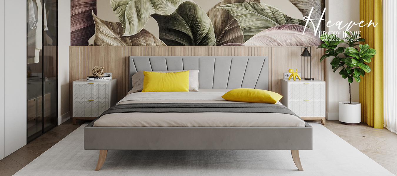 Čalouněná postel 140x200 cm HEAVEN TRINITY ŠEDÁ