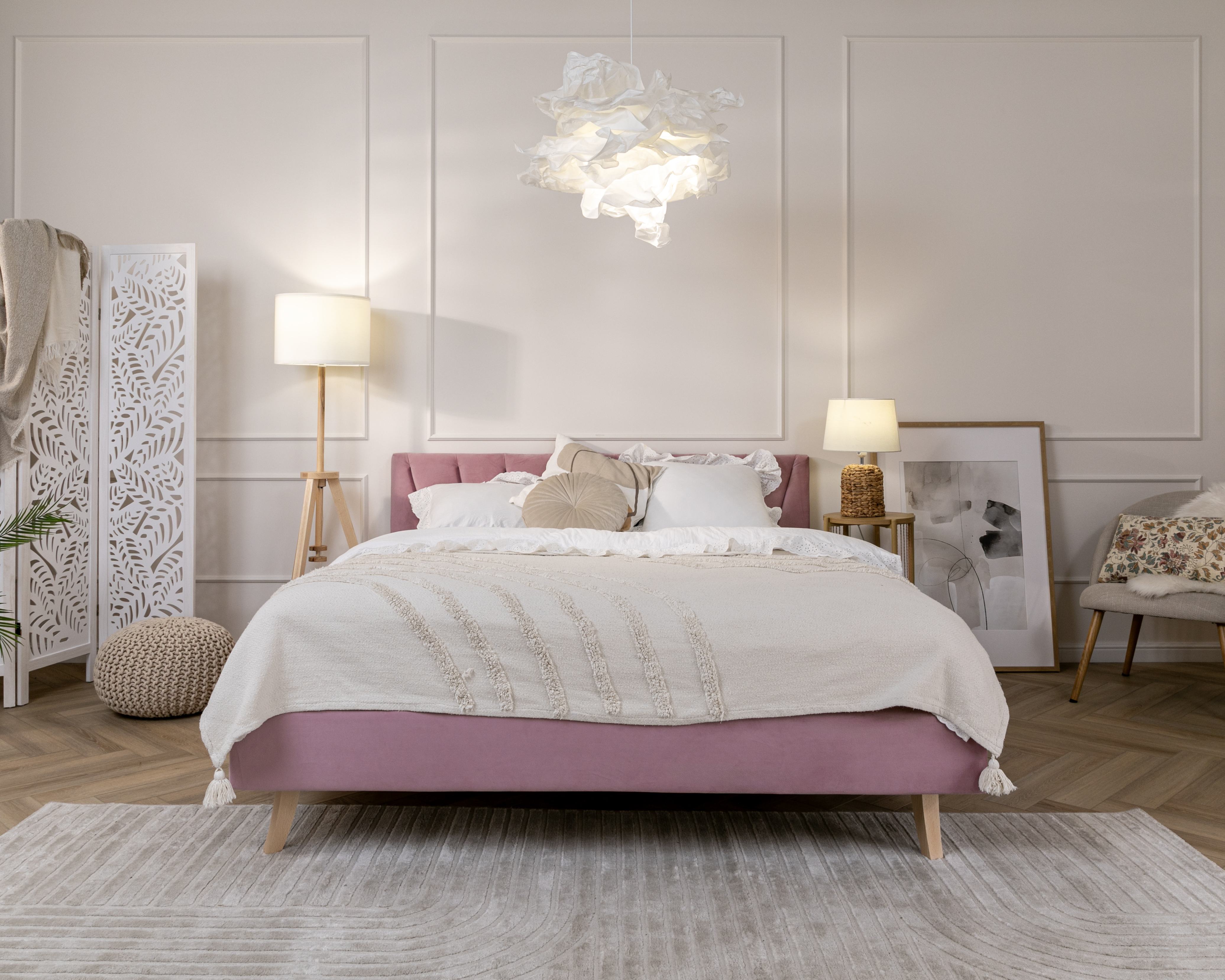 Čalouněná postel 160x200 cm HEAVEN TRINITY SVĚTLE RŮŽOVÁ