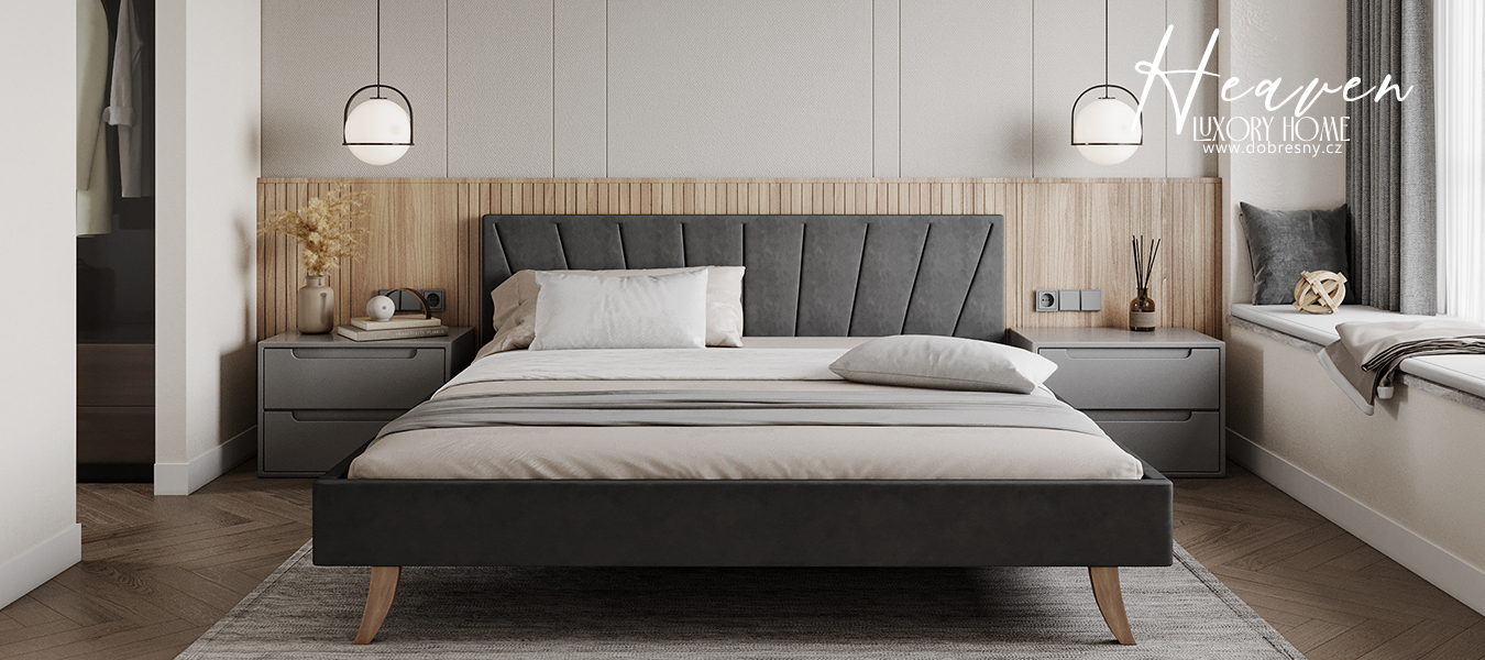 Čalouněná postel 160x200 cm HEAVEN TRINITY GRAFIT