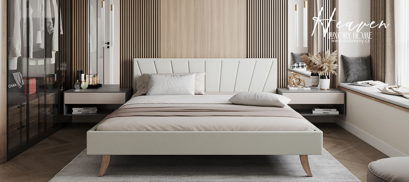 Čalouněná postel 180x200 cm HEAVEN TRINITY BÍLÁ