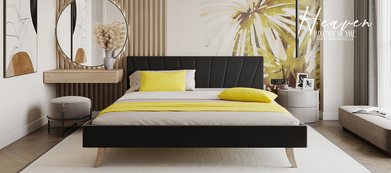 Čalouněná postel 180x200 cm HEAVEN TRINITY ČERNÁ