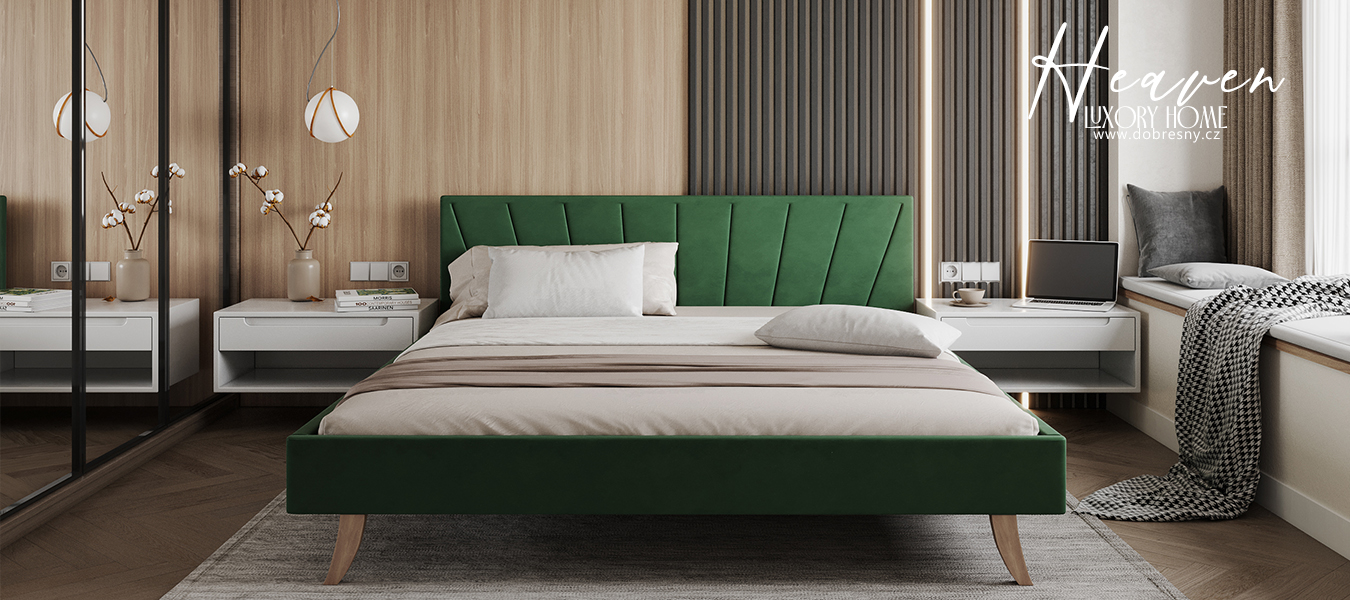 Čalouněná postel 180x200 cm HEAVEN TRINITY ZELENÁ