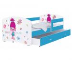 Dětská postel LUKI se šuplíkem MODRÁ 160x80 cm vzor SMILE HUG