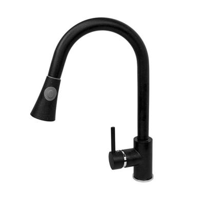 Kuchyňská baterie se sprchou TARU černá s texturou žuly