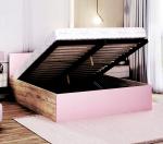 Manželská postel PANAMA 160x200 se zvedacím dřevěným roštem RŮŽOVÁ-DUB
