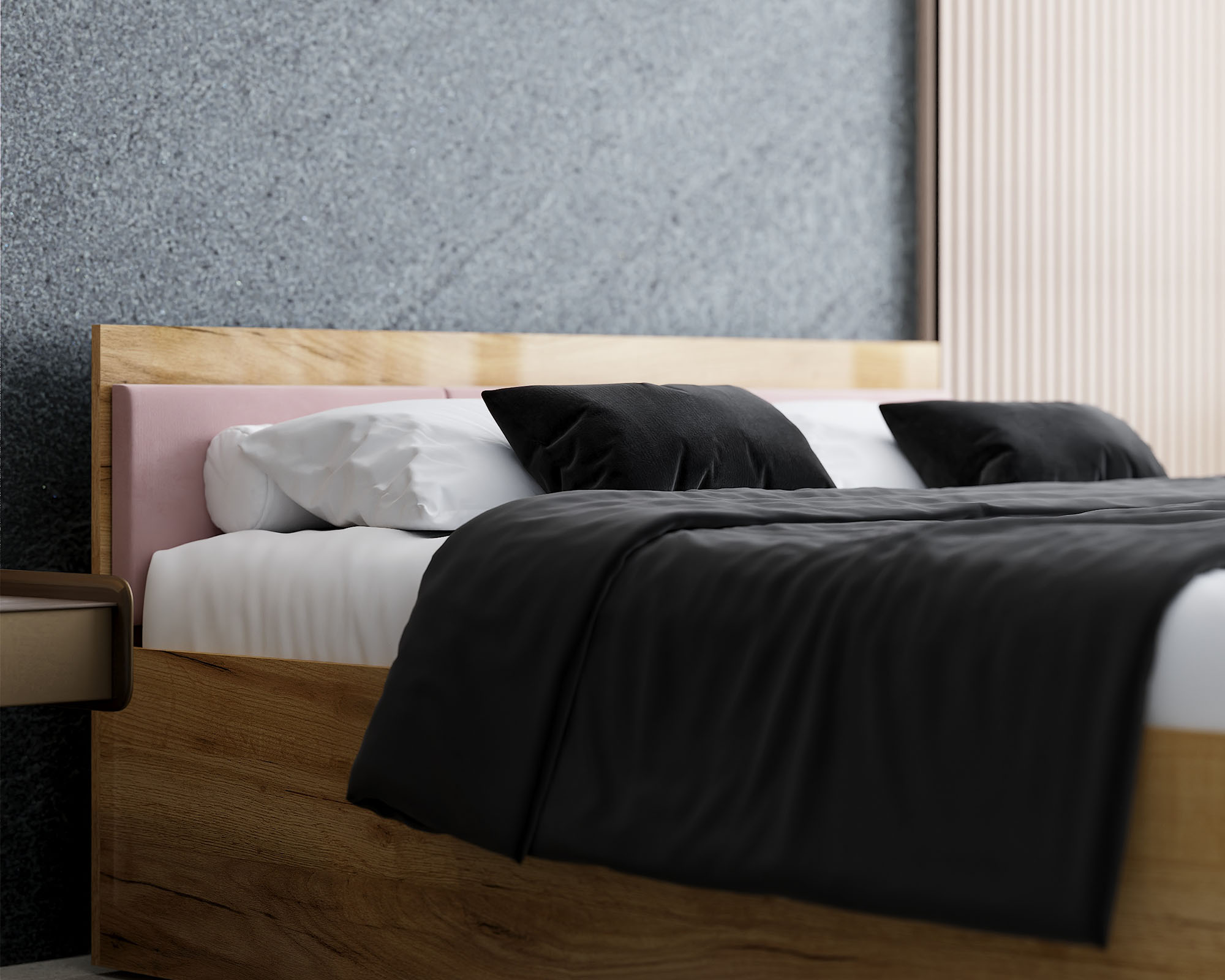 Manželská postel PANAMA T 180x200 se zvedacím dřevěným roštem DUB RŮŽOVÁ