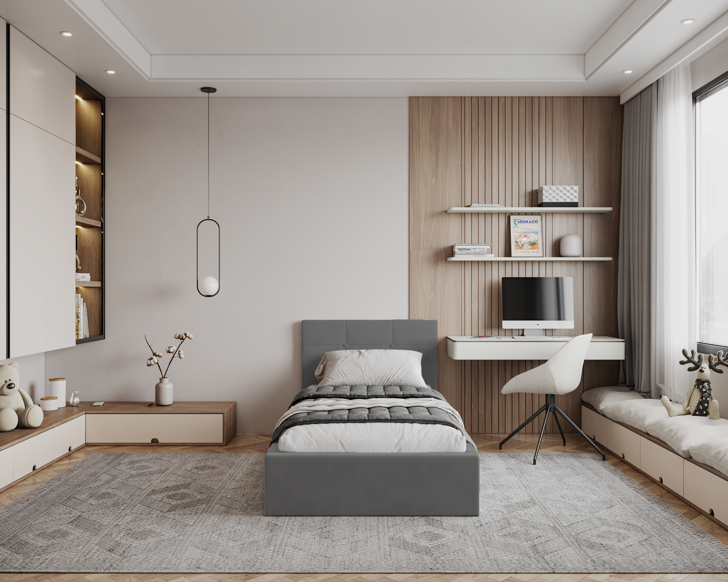 Čalouněná postel RINO 90x200 cm s kovovým roštem grafit